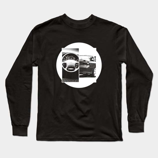 MITSUBISHI 3000GT Black 'N White 5 (Black Version) Long Sleeve T-Shirt by Cero